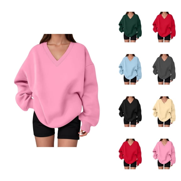 Sweatshirt for Women Long Sleeve Casual V Neck Oversized Sweat Shirts Pullover Tops