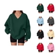 thumbnail image 1 of Sweatshirt for Women Long Sleeve Casual V Neck Oversized Sweat Shirts Pullover Tops, 1 of 5