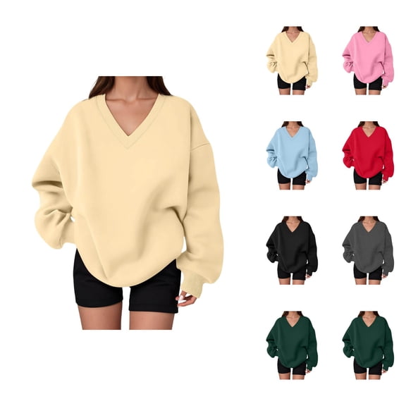 Sweatshirt for Women Long Sleeve Casual V Neck Oversized Sweatshirts Pullover Tops