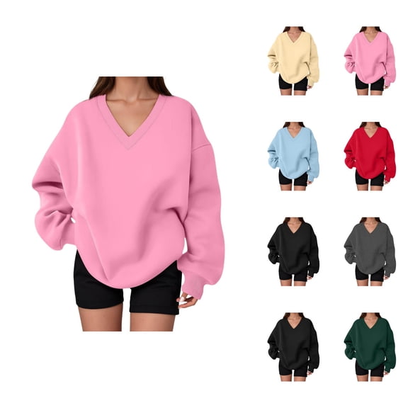 Sweatshirt for Women Long Sleeve Casual V Neck Oversized Sweatshirts Pullover Tops