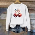 thumbnail image 1 of Sweatshirt for Women Long Sleeve Cherry Print Round Neck Independence Day Casual Sweatshirts White Womens Blouse, 1 of 5