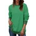 thumbnail image 1 of Sweatshirt for Women Long Sleeve Crewneck Oversized Pullover Tops Fall Casual Solid Loose Fit Sweaters Green XL, 1 of 4