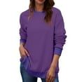 thumbnail image 1 of Sweatshirt for Women Long Sleeve Crewneck Oversized Pullover Tops Fall Casual Solid Loose Fit Sweaters Purple 2XL, 1 of 4