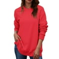 thumbnail image 1 of Sweatshirt for Women Long Sleeve Crewneck Oversized Pullover Tops Fall Casual Solid Loose Fit Sweaters Red 2XL, 1 of 4