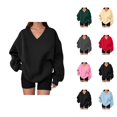 thumbnail image 1 of Sweatshirt for Women Long Sleeve Cute V Neck Oversized Sweat Shirts Pullover Tops, 1 of 5
