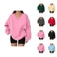 thumbnail image 1 of Sweatshirt for Women Long Sleeve Cute V Neck Oversized Sweat Shirts Pullover Tops, 1 of 5
