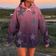 thumbnail image 1 of Sweatshirt for Women Long Sleeve Hooded Gradient Star Printed Casual Blouse Sweatshirts Wine L, 1 of 5