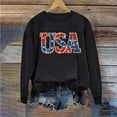 thumbnail image 1 of Sweatshirt for Women Long Sleeve Printed Round Neck Independence Day Casual Sweatshirts Black,Womens Tops, 1 of 5