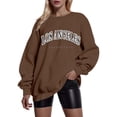 thumbnail image 1 of Sweatshirt for Women Long Sleeve Sweatshirt Oversized Pullover for Women Brown Crewneck Sweatshirt Women Fall Street Style, 1 of 4