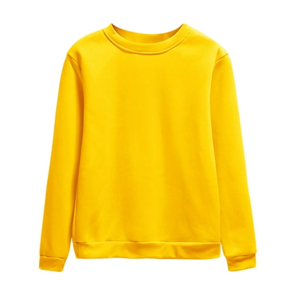 Sweatshirt for Women Long Sleeve Sweatshirt Oversized Pullover for Women Yellow Adult Crewneck Sweatshirt Fall Sweatshirts Preppy Teen Clothes