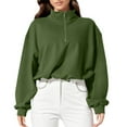 thumbnail image 1 of Sweatshirt for Women Long Sleeve Sweatshirt Women'S Quarter Zip Army Green Crewneck Sweatshirt Winter Fashion for Women Streetwear, 1 of 8