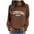 thumbnail image 1 of Sweatshirt for Women Long Sleeve Sweatshirt Womens Pullover Brown Crewneck Sweatshirts Women Fall Clothing for Women Comfy Clothes, 1 of 8
