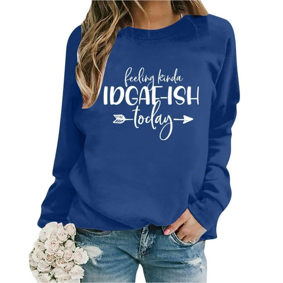 Sweatshirt for Women Long Sleeve Sweatshirt for Women’S Pullover Blue Crewneck for Women Fall Women Clothes Trendy Womens Clothes