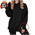 thumbnail image 1 of Sweatshirt for Women Long Sleeve Women's Thumb Button Sweatshirt Hoodie 2025 And Winter Clothing Long Sleeve Hoodie Sweatshirt, 1 of 10