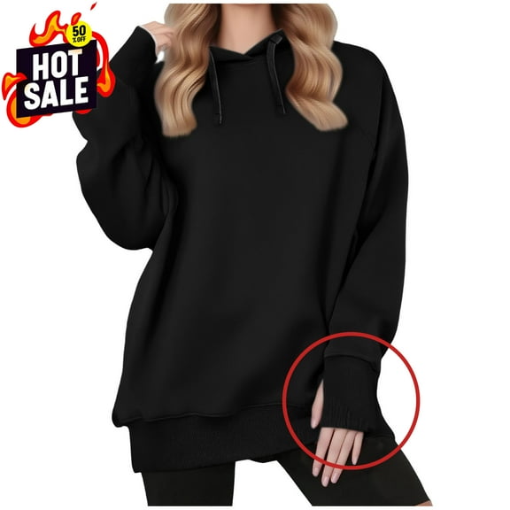 Sweatshirt for Women Long Sleeve Women's Thumb Button Sweatshirt Hoodie 2025 And Winter Clothing Long Sleeve Hoodie Sweatshirt
