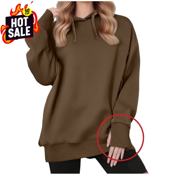 Sweatshirt for Women Long Sleeve Women's Thumb Button Sweatshirt Hoodie 2025 And Winter Clothing Long Sleeve Hoodie Sweatshirt