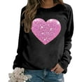 thumbnail image 1 of Sweatshirt for Women Long Sleeved Crew Neck Heat Printed Pullover Tops Solid Color Casual Cozy Soft Winter Fall Women's Sweatshirts Black S, 1 of 5
