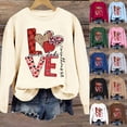thumbnail image 1 of Sweatshirt for Women Love Heart Graphic Print Long Sleeve Pullover Tops Casual Crewneck Valentine's Day Sweatshirts Beige L, 1 of 5