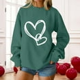 thumbnail image 1 of Sweatshirt for Women Love Heart Graphic Print Long Sleeve Pullover Tops Casual Crewneck Valentine's Day Sweatshirts Dark Green XL, 1 of 4