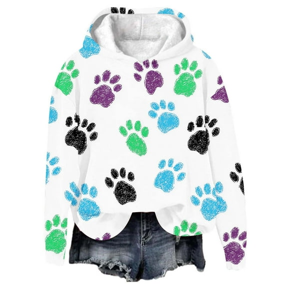 Sweatshirt for Women Ndbuld Fashion Winter Women Printed Sweatshirt Hooded Sweatshirts Blouses Top Green 2XL