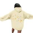 thumbnail image 1 of Womens Hoodies Oversized Sweatshirts Ndbuld Women's Casual Printed Round Neck Long Sleeved Loose Hooded Sweatshirts Beige L, 1 of 5