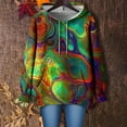thumbnail image 1 of Sweatshirt for Women Ndbuld Women's Daily Print Loose Long Sleeved Off Shoulder Hooded Top Sweatshirt Army Green 5XL, 1 of 4