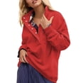 thumbnail image 1 of Sweatshirt for Women Oversized Casual Long Sleeve Button Henley Neck Pullover Tops Outfits Clothes Red S, 1 of 8