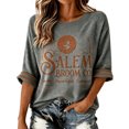 thumbnail image 1 of Sweatshirt for Women Oversized Crew Neck Vintage Broom Witch Moon Graphic 3/4 Sleeve Pullover Casual Fall Halloween Party Top Gray XXL, 1 of 3