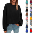 thumbnail image 1 of Sweatshirt for Women Oversized Crewneck Long Sleeve Pullover Fleece Top 2026 Fall Winter Fashion Outfits Clothes Black XL, 1 of 6
