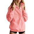 thumbnail image 1 of Sweatshirt for Women Oversized Long Sleeve Henley Neck Pullover Casual Fall 2025 Fashion Tops Button Drawstring Hoodies, 1 of 6