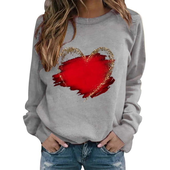Sweatshirt for Women Perfect For Daily Wear or Loungewear! The Best Choice for Valentine's DayL Gray Valentine's Day Sweatshirt