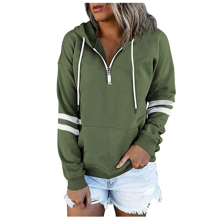 Sweatshirt for Women Plus Size Quarter Zip Pullover Long Sleeve Half Zip Hoodies Casual Comfy Fall Fashion Outfits Clothes 2023 Walmart