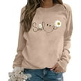 thumbnail image 1 of Sweatshirt for Women Smile Letter Print Long Sleeve Lightweight Pullover Floral Graphic Relax Fit Fall Tops, 1 of 5