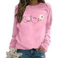 thumbnail image 1 of Sweatshirt for Women Smile Letter Print Long Sleeve Lightweight Pullover Floral Graphic Relax Fit Fall Tops, 1 of 5