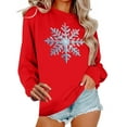 thumbnail image 1 of Sweatshirt for Women Snowflake Print Pullover Long Sleeve Casual Holiday Tops Cute Crewneck Shirt Fall Winter Outfits, 1 of 5