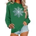 thumbnail image 1 of Sweatshirt for Women Snowflake Print Pullover Long Sleeve Casual Holiday Tops Cute Crewneck Shirt Fall Winter Outfits, 1 of 5
