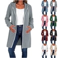 thumbnail image 1 of Sweatshirt for Women Soft Cozy Ribbed Knit Zip Up Hooded Coat Side Pockets Drawstring Hood Home for Lounge Travel Layering | TruBelle,Gray L, 1 of 7