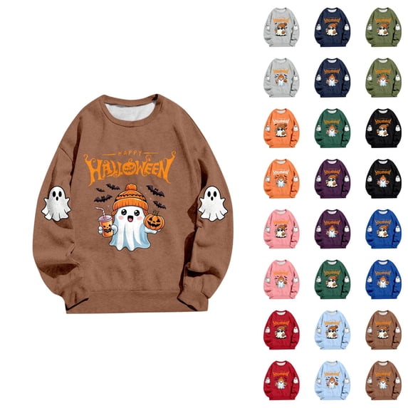 Sweatshirt for Women Spooky Season Sweatshirt Halloween Crewneck Sweatshirt Graphic Lightweight Pullover Tops Fall Sweatshirt
