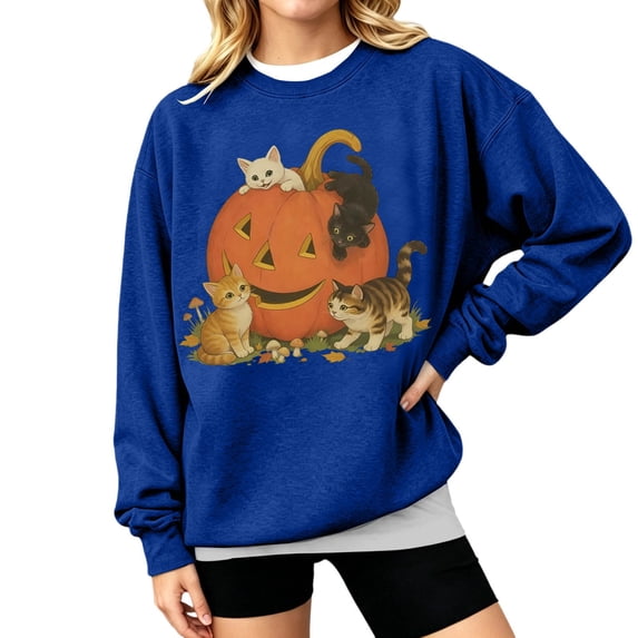 Sweatshirt for Women Spooky Season Sweatshirt Halloween Crewneck Sweatshirt Graphic Lightweight Pullover Tops Fall Sweatshirt