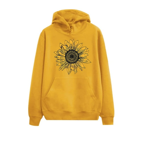 Sweatshirt for Women Sunflower Print Oversized Sweatshirt Trendy Drop Shoulder Long Sleeve Casual Pullover Hoodies