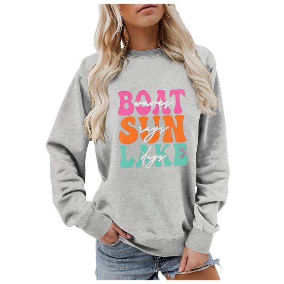 Sweatshirt for Women Sweat Shirts Women Long Sleeve Long Sleeve Pullover Tops for Women Grey Crewneck Sweatshirts Fall Clothes Comfort Sweatshirt