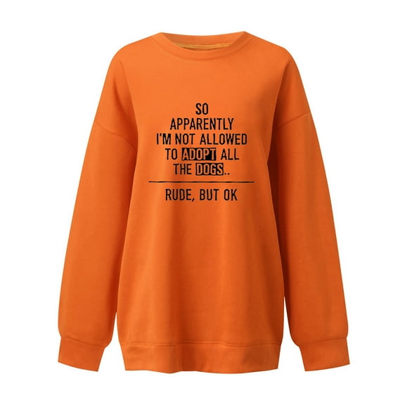 Sweatshirt for Women Sweat Shirts Women Long Sleeve Pullover Sweatshirt Orange Crewneck Sweatshirt Womens Fall Clothing Young Women'S Wear