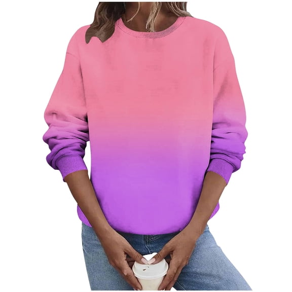 Sweatshirt for Women Tie Dye Gradient Long Sleeve Shirts Casual Loose Drop Crewneck Pullover Fall Winter Cute Tops Clothes