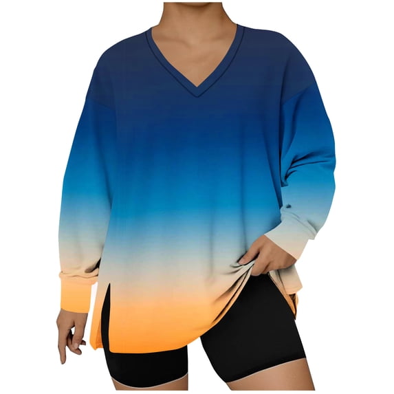 Sweatshirt for Women Tie Dye Sweatshirt Plus Size Tops Casual Long Sleeve Oversize Pullover Sky Blue XXXXXL