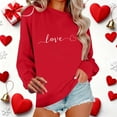 thumbnail image 1 of Sweatshirt for Women Valentine's Day Print Casual Long Sleeve Crew Neck Tops Pullover Athletic Hoodless Comfortable Womens Sweatshirt Red L, 1 of 4