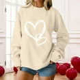 thumbnail image 1 of Sweatshirt for Women Valentine's Day Theme Casual Long Sleeve Crewneck Tops Pullover Athletic Hoodless Comfortable Womens Sweatshirt Beige L, 1 of 4