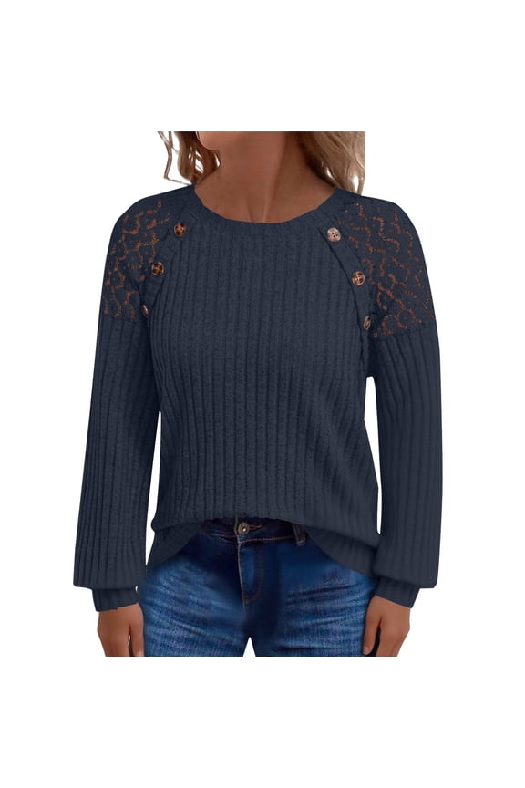 Sweatshirt for Women Winter Fashion Fashion Clothing Blouson Casual Womens Blouses Dressy Womens Long Sleeve Tops Navy