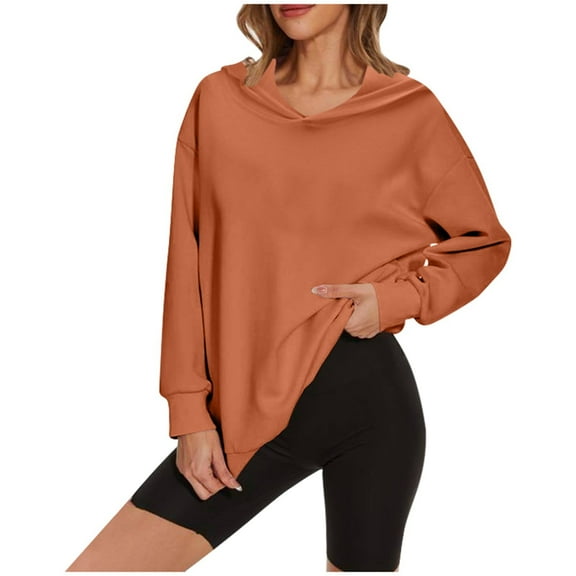 Sweatshirt for Women,Women's Casual Loose Fit Solid Color Long Sleeve Hoodie Pullover Sweatshirt,Plus Size Sweatshirts for Women,Size:3XL