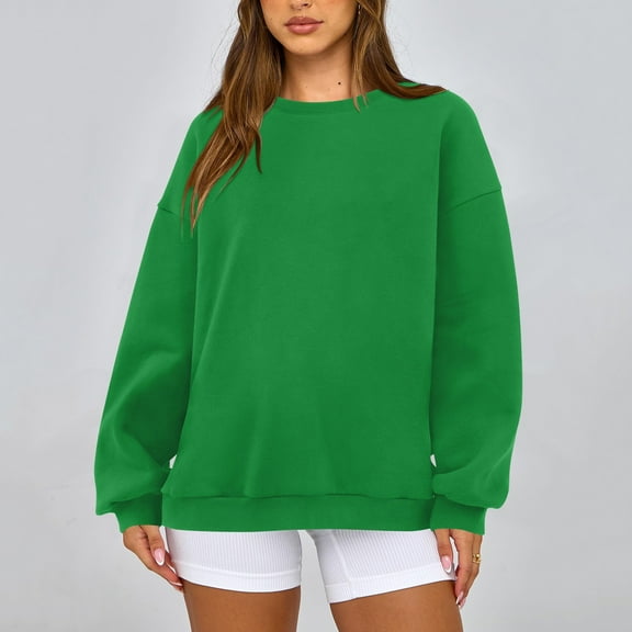Sweatshirt for Women Women's Fashion Casual Round Neck Loose Long Sleeve Solid Color Sweatshirt