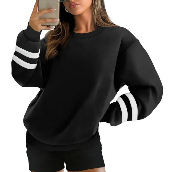 Sweatshirt for Women Women's Fashion Casual Round Neck Loose Long Sleeve Solid Color Sweatshirt
